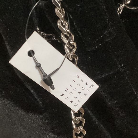 White House Black Market Black Velvet Crossbody Evening Bag Bucket Bag with Silv - Picture 12 of 14